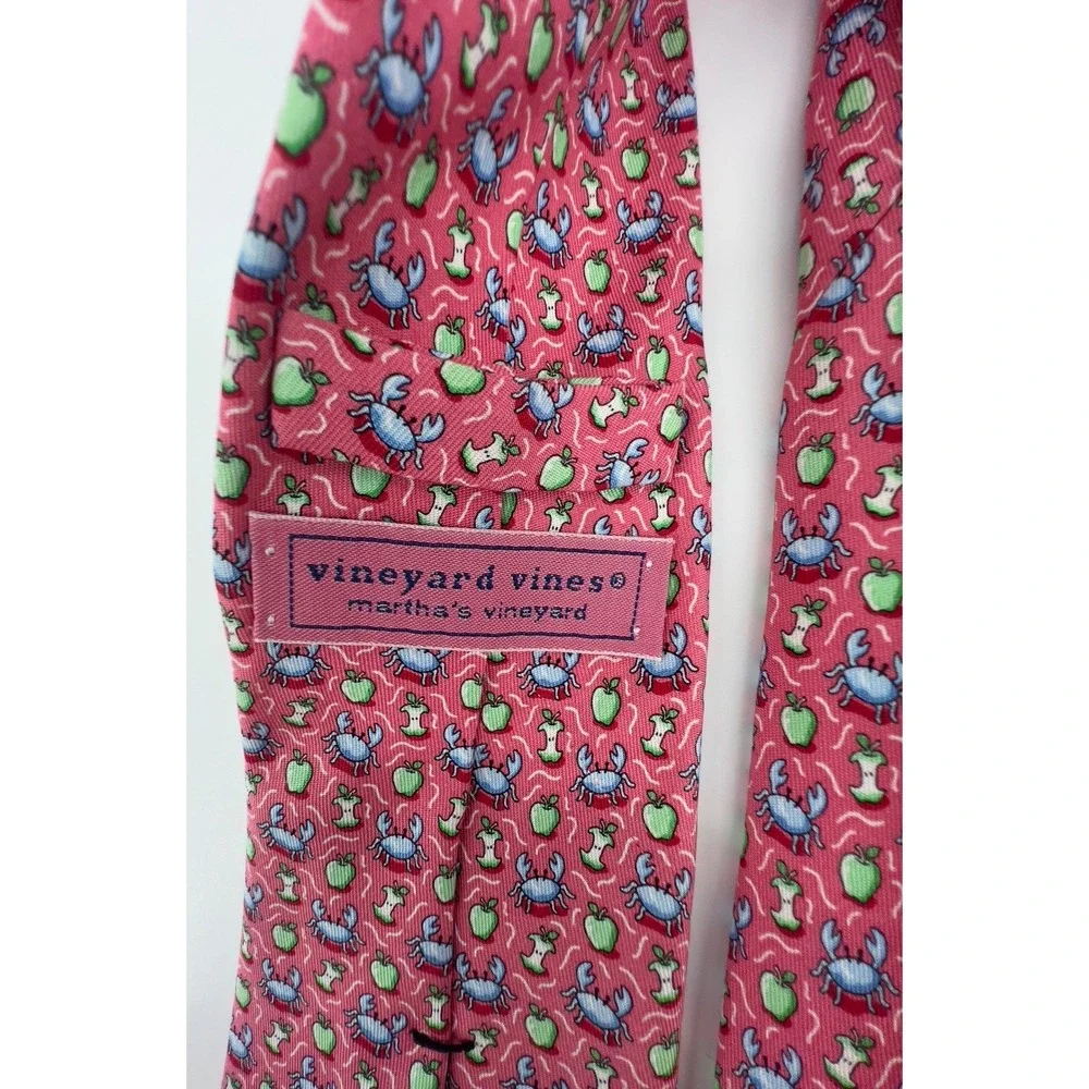 Vineyard Vines Tie Mens Pink Crab Apple Silk Necktie Novelty Neck Wear‎